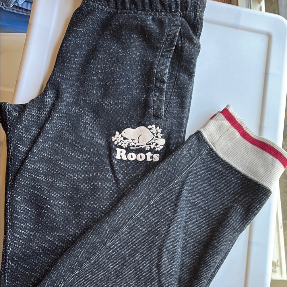 Roots Gray Sweatpants with Cuffed Ankle Detail